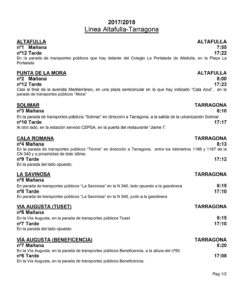 transporte escolar desde Altafulla